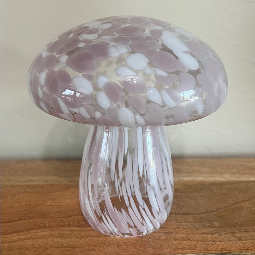 Pink Glass Mushroom Sculpture